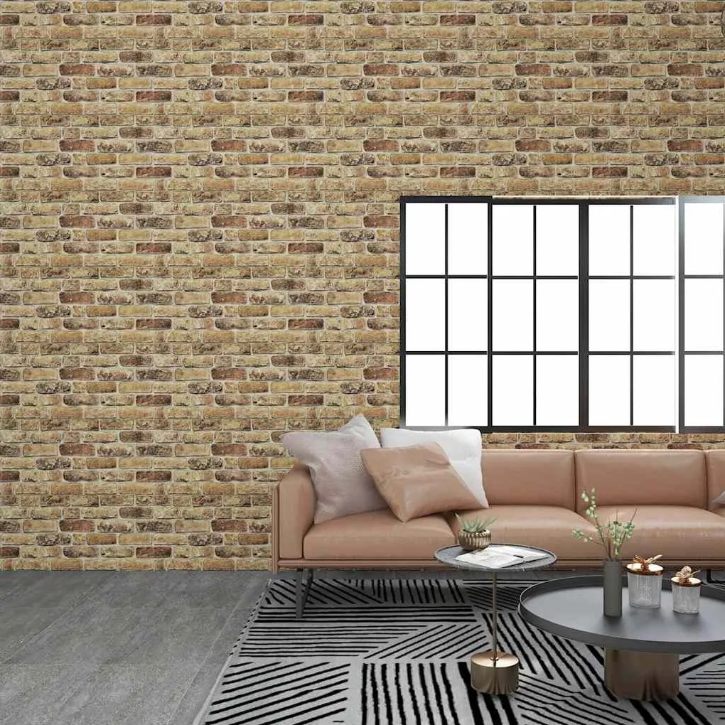 Painéis de parede 3D c/ design tijolos areia-escuros 10 pcs EPS