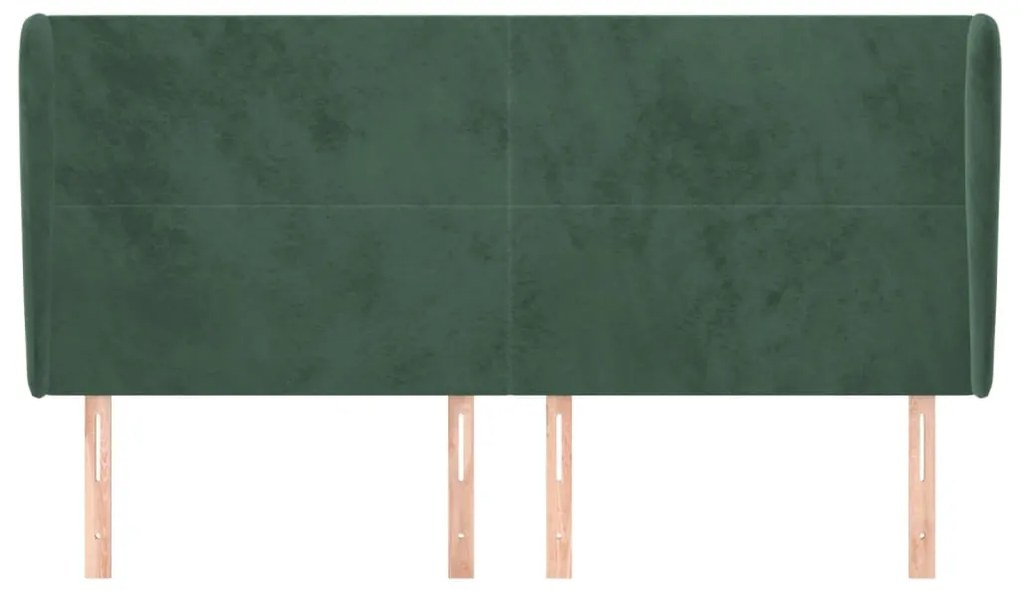 Cabeceira cama c/ abas veludo 163x23x118/128 cm verde-escuro