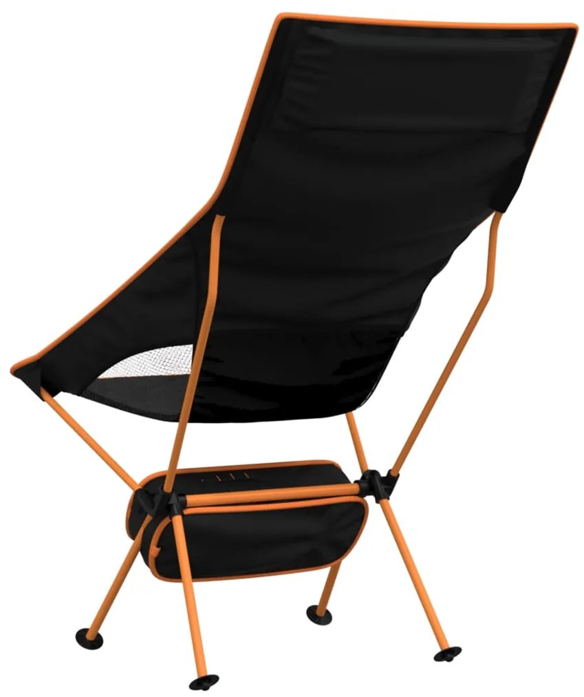 Cadeiras campismo dobráveis 2 pcs tecido oxford/alumínio preto