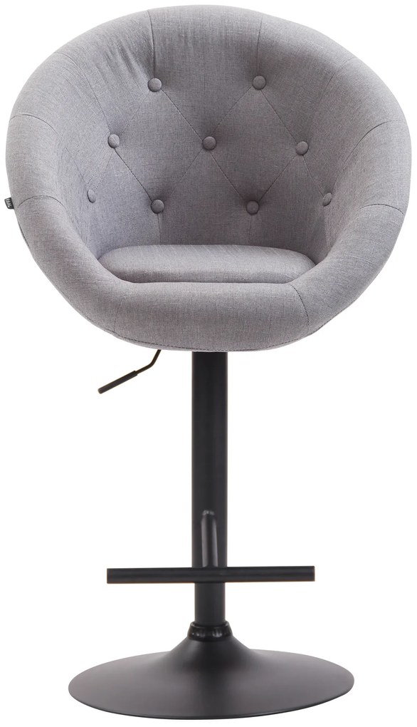 Banco de bar London em tecido e com estrutura preta 65 x 107-128 x 57 cm Cinzento