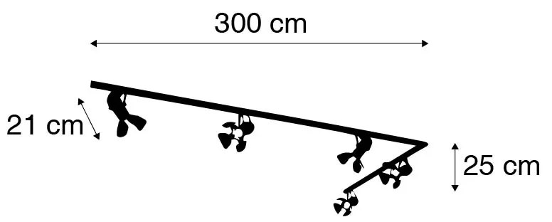 Sistema de trilhos de iluminação com 5 focos pretos - Movie