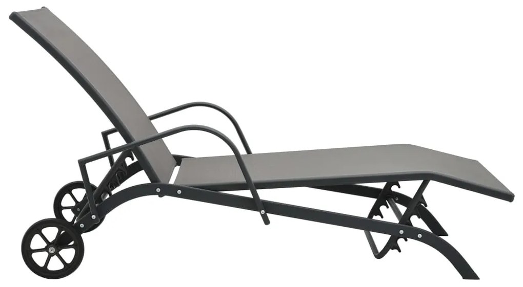 Espreguiçadeiras com mesa 2 pcs textilene e aço