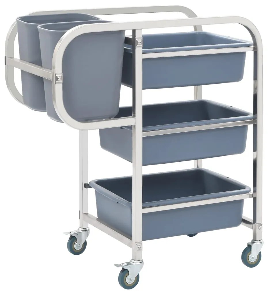 Carrinho de cozinha com recipientes de plástico 82x43,5x93 cm