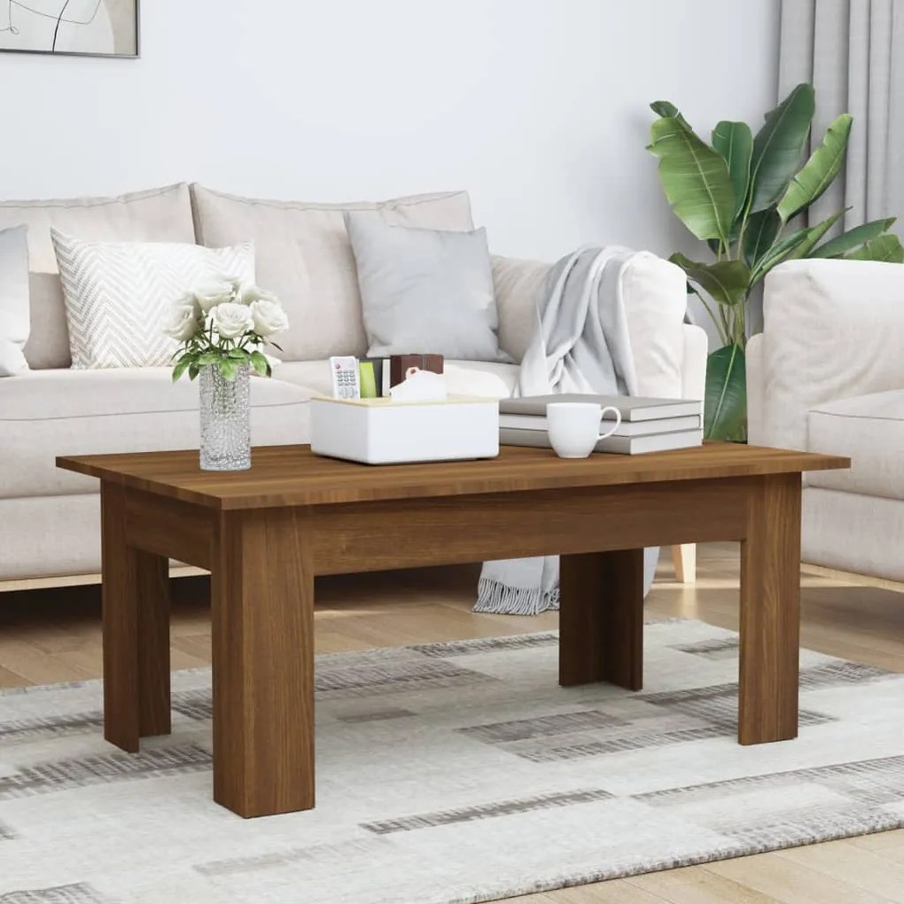 815428 vidaXL Mesa centro 100x60x42 cm derivados de madeira carvalho castanho