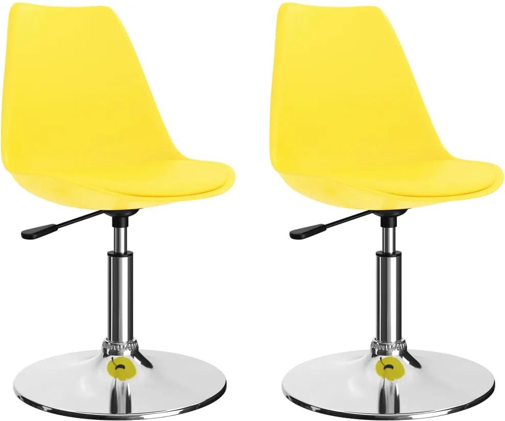 Cadeiras de jantar giratórias 2 pcs couro artificial amarelo