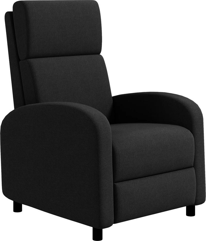 Poltrona relax, poltrona reclinável de sala, poltrona de relaxamento - encosto ajustável até 160°, apoio para os pés integrado Preta