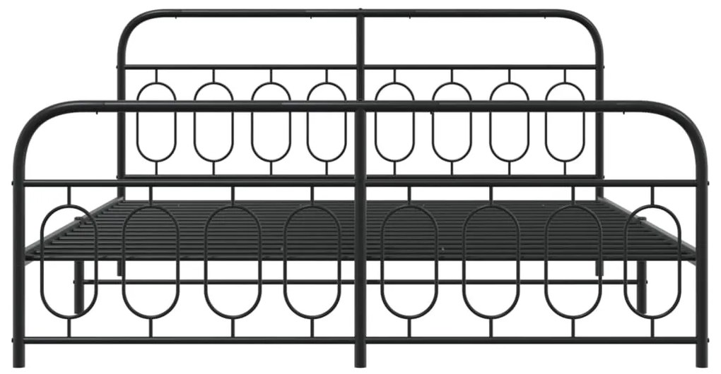 Estrutura de cama com cabeceira e pés 183x213 cm metal preto