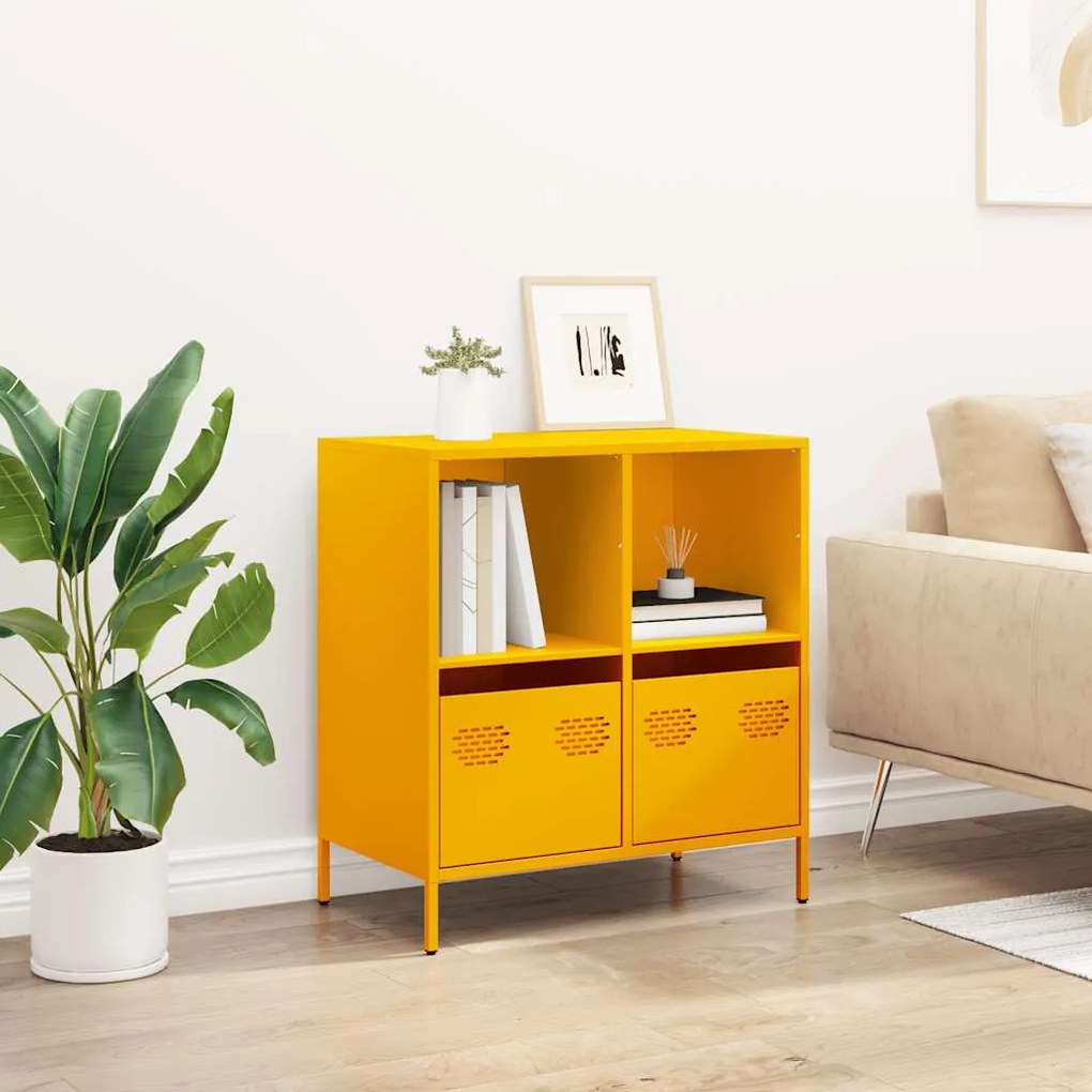 Aparador 68x39x73,5 cm aço laminado a frio amarelo mostarda