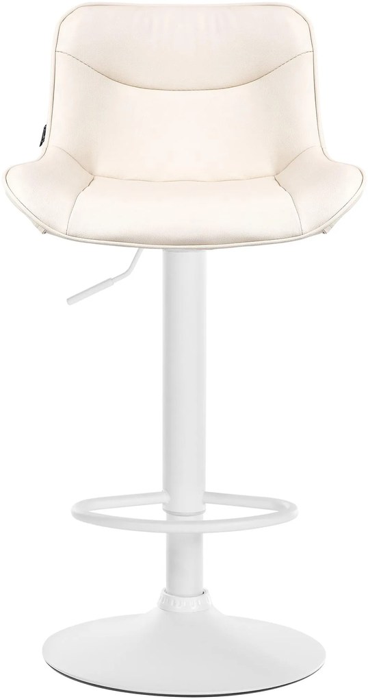 Banco alto em couro sintético com estrutura branca 85-106 x 49 x 51 cm cor creme