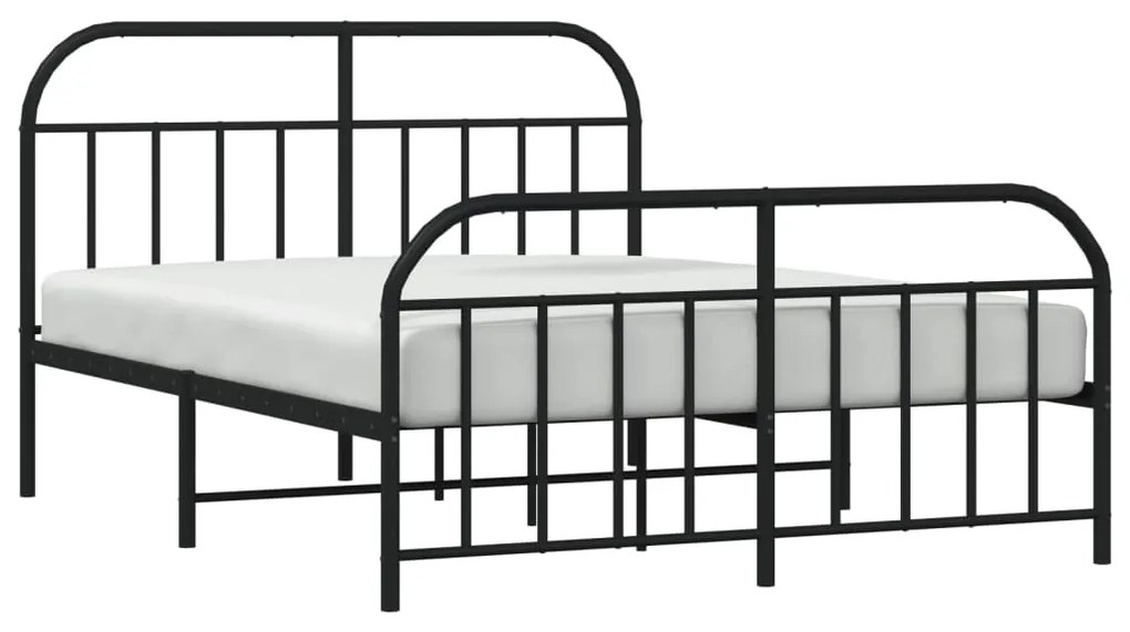 Estrutura de cama com cabeceira e pés 140x200 cm metal preto