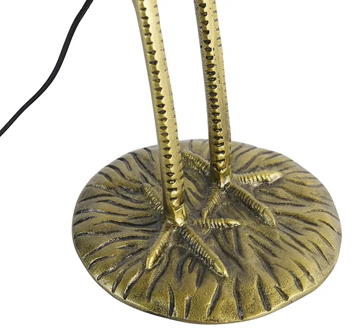 Candeeiro de pé vintage latão com abajur de tecido preto - Animal Crane Rústico