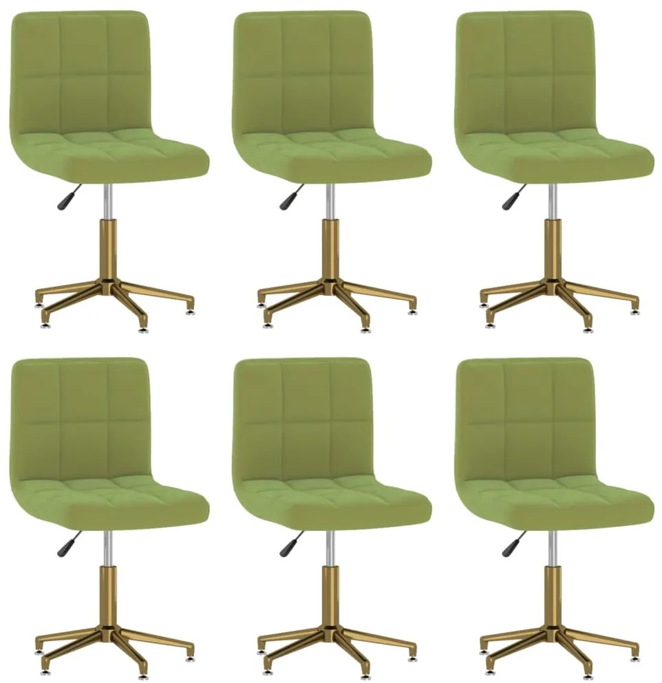vidaXL Cadeiras de jantar giratórias 6 pcs veludo verde-claro