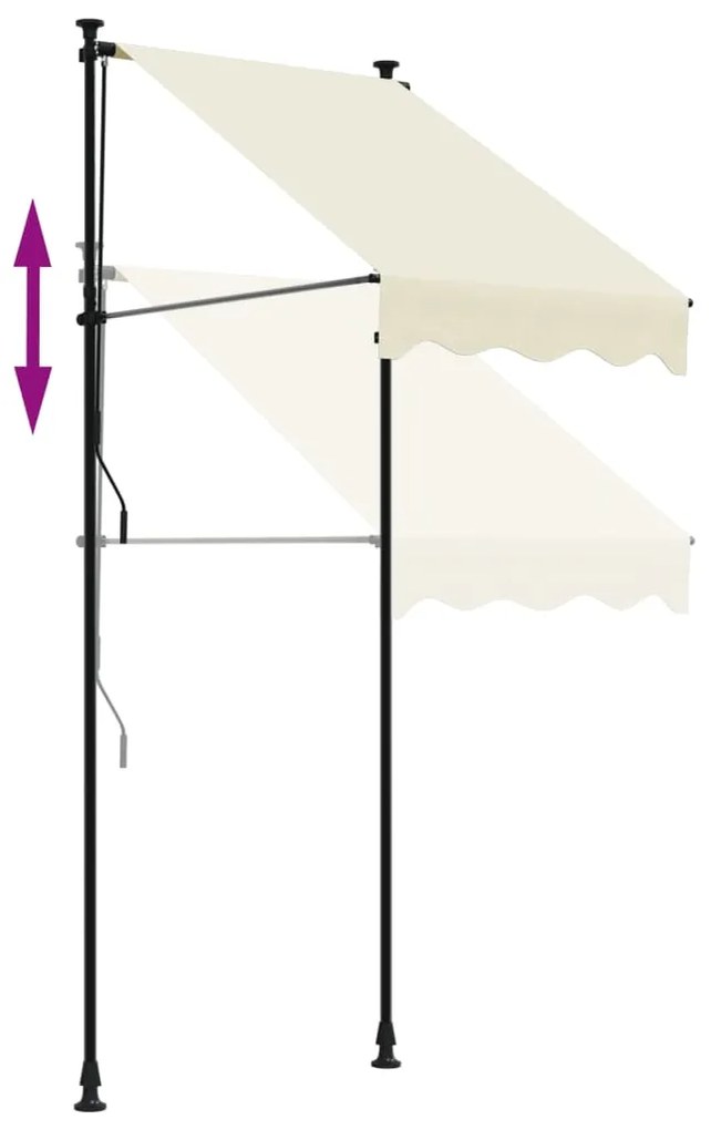 Toldo retrátil 100x150 cm tecido e aço cor creme