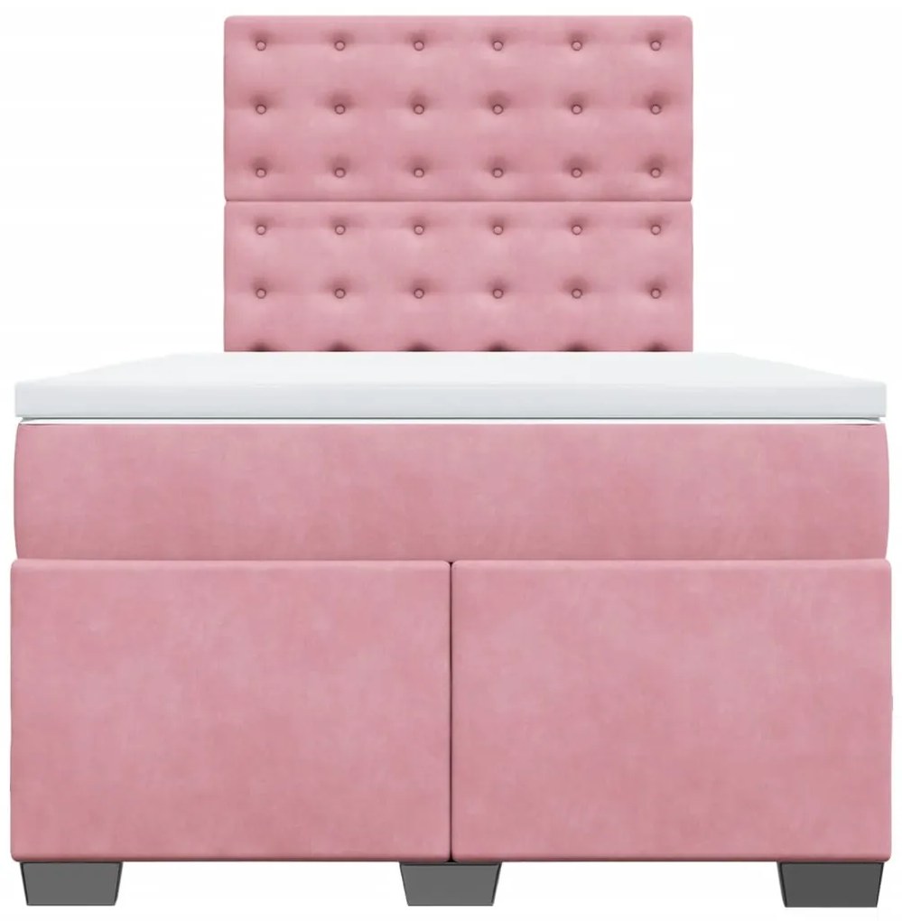 Cama boxspring com colchão 120x200 cm veludo rosa
