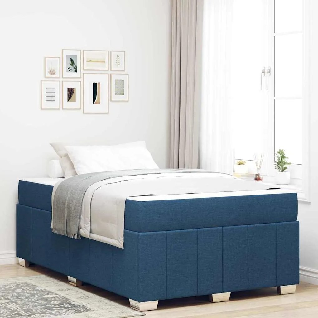 vidaXL Estrutura da Cama com colchão Azul 120 x 200 cm tecido