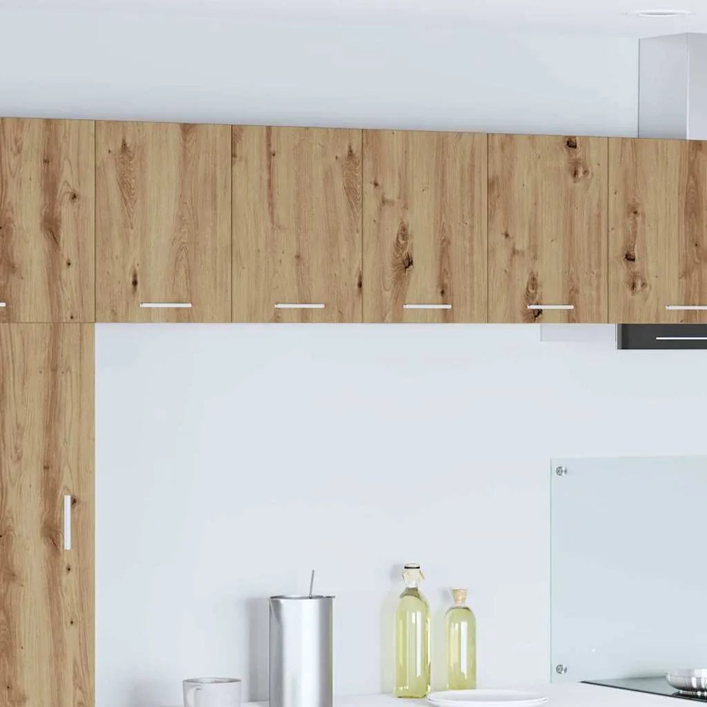 vidaXL Armário suspenso com porta 2 pcs Carvalho Artesanal e Branco