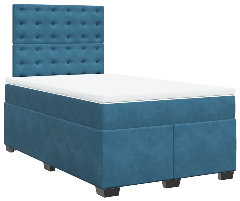 Cama boxspring com colchão 120x200 cm veludo azul