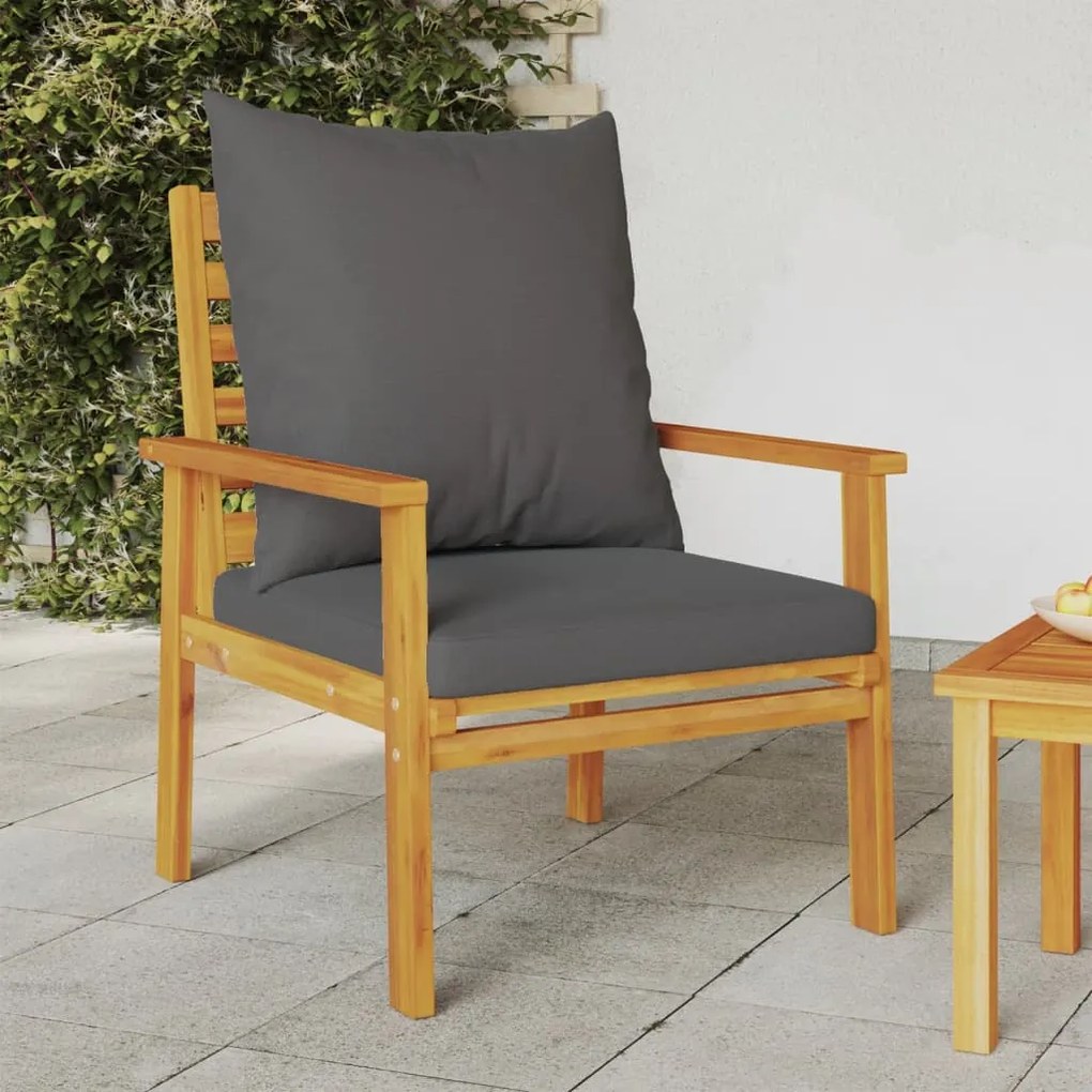 vidaXL Cadeira de jardim 2 pcs c/ almofadão madeira de acácia maciça