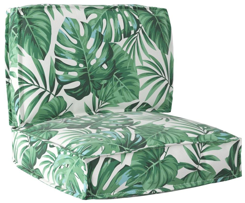vidaXL Conjunto de Almofadas para Palete Floral 2 pcs Padrão de folhas
