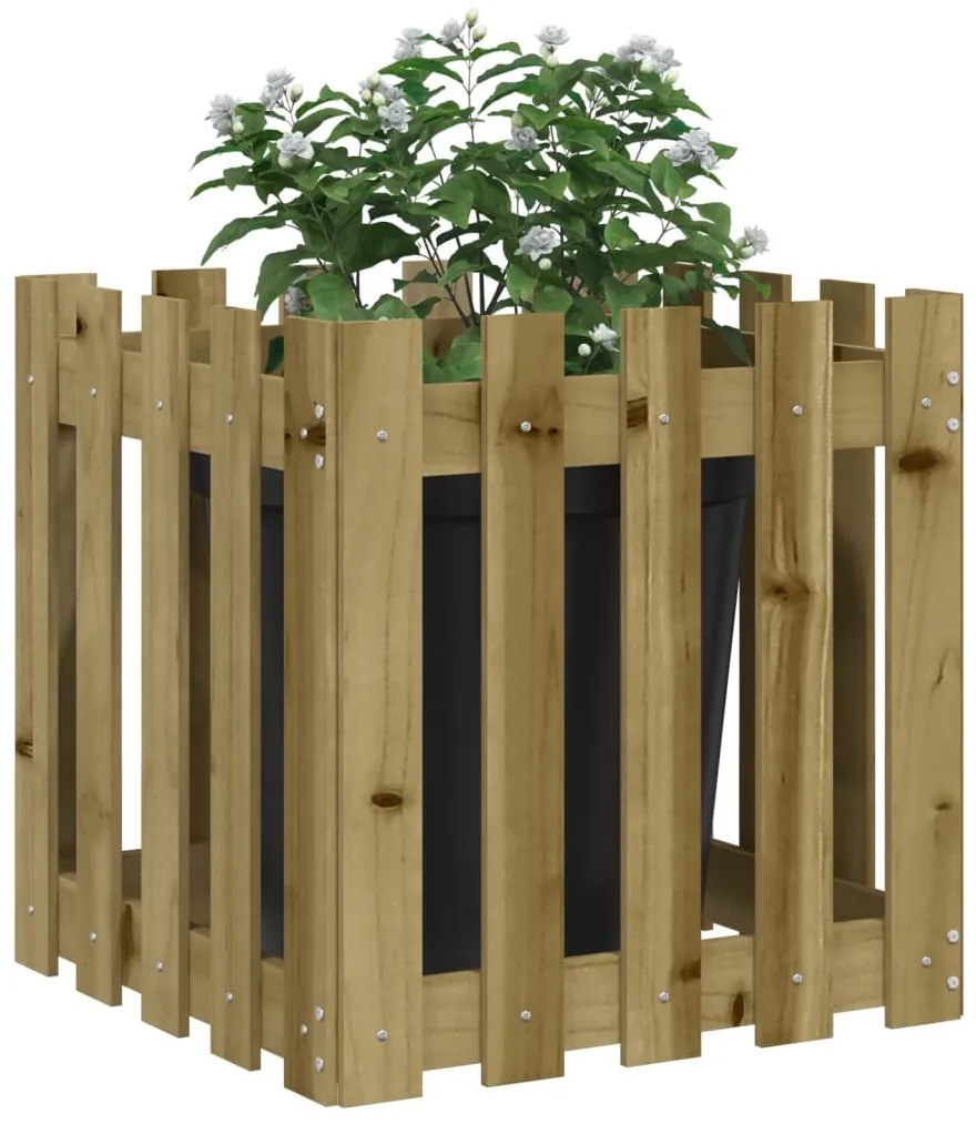 Vaso de jardim c/ design de cerca 50x50x50 cm pinho impregnado