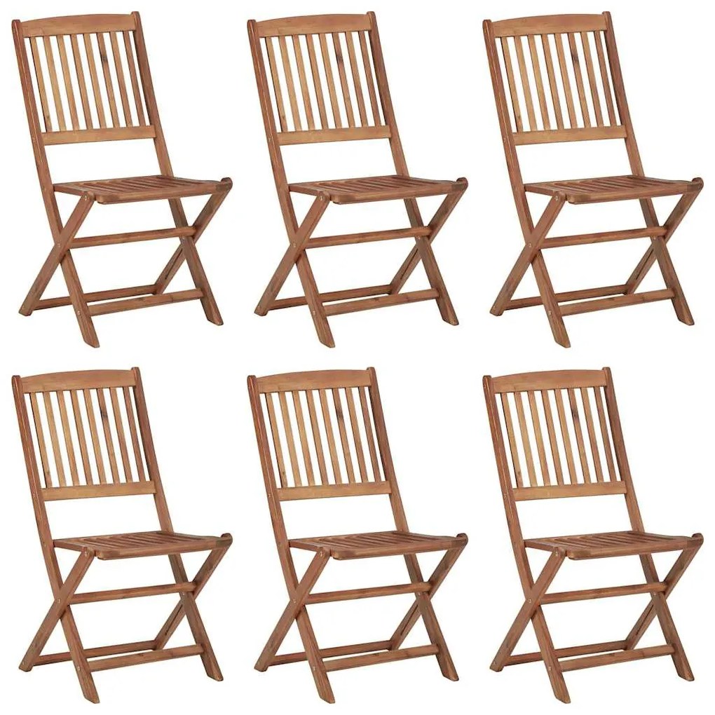 Cadeiras de jardim dobráveis c/ almofadões 6 pcs acácia maciça