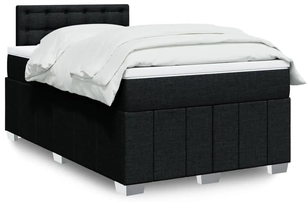 vidaXL Cama com molas/colchão 120x200 cm tecido preto