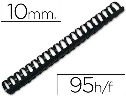 Argola Q-Connect Redonda 10 mm Plástico Preto Capacidade 95 Folhas Caixa de 100 Unidades
