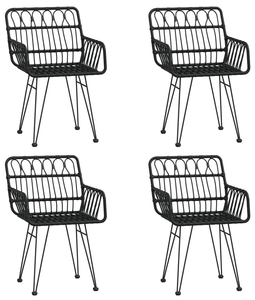 5 pcs conjunto de jantar p/ jardim vime PE preto