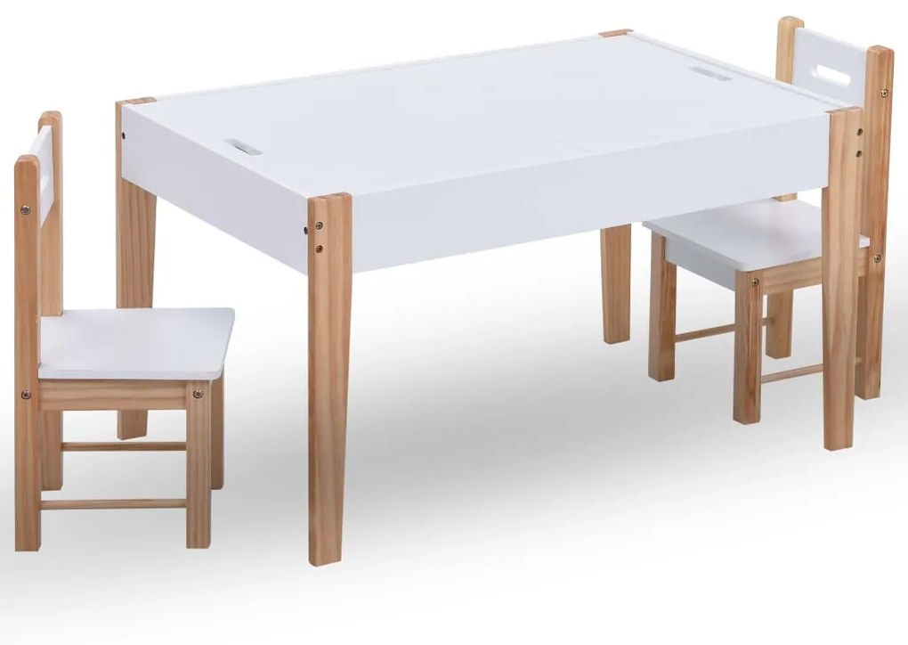 vidaXL Mesa c/ quadro/arrumação desenho e cadeiras 3 pcs preto/branco