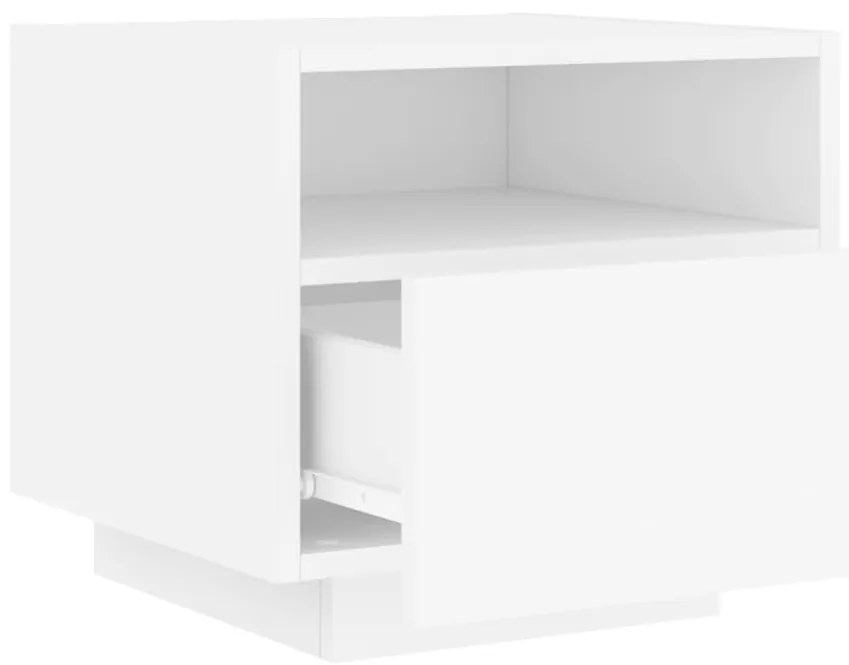 Mesas de cabeceira com luzes LED 2 pcs 40x39x37 cm branco