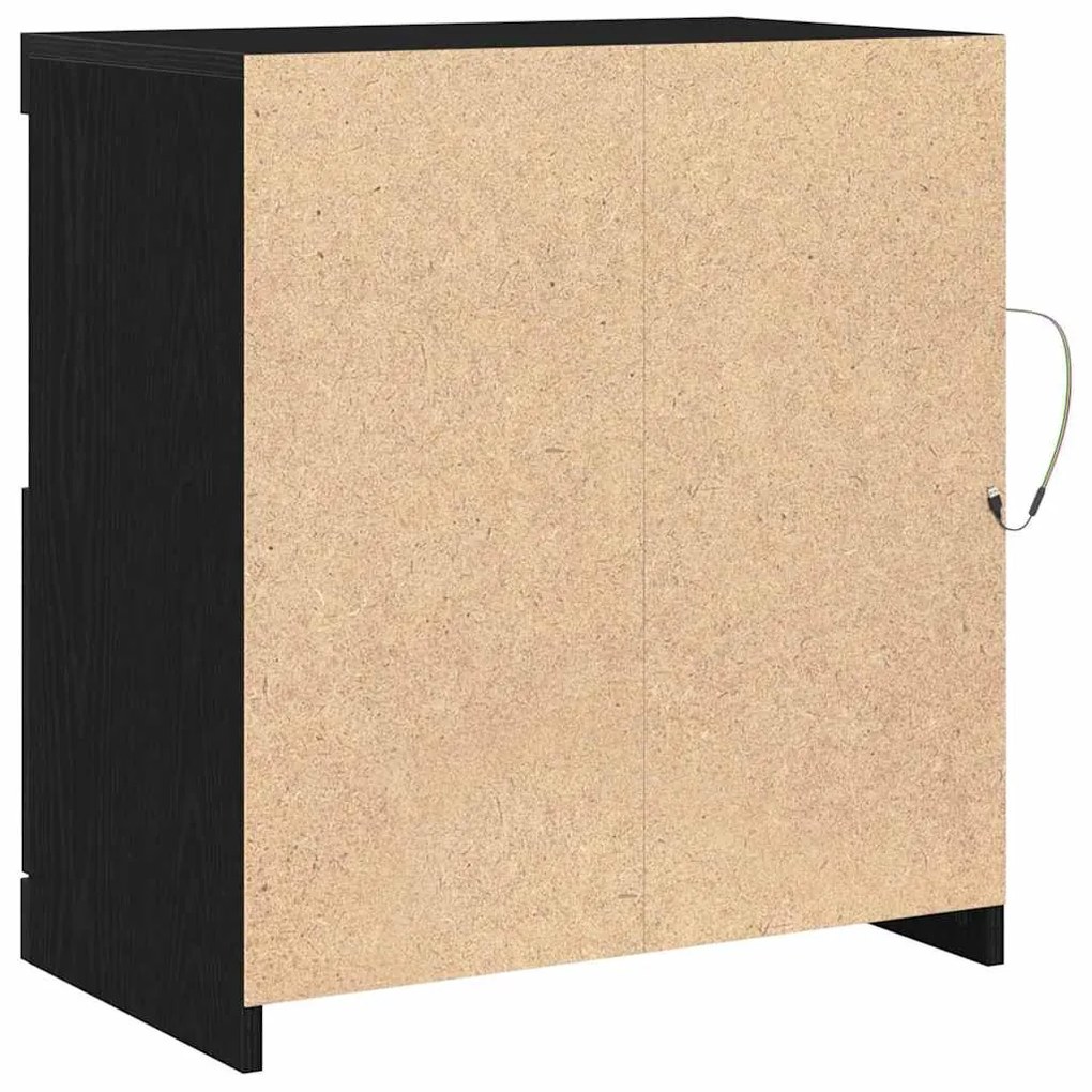 Sideboard vidaXL com luzes LED Carvalho Preto 60,5x37x67 cm