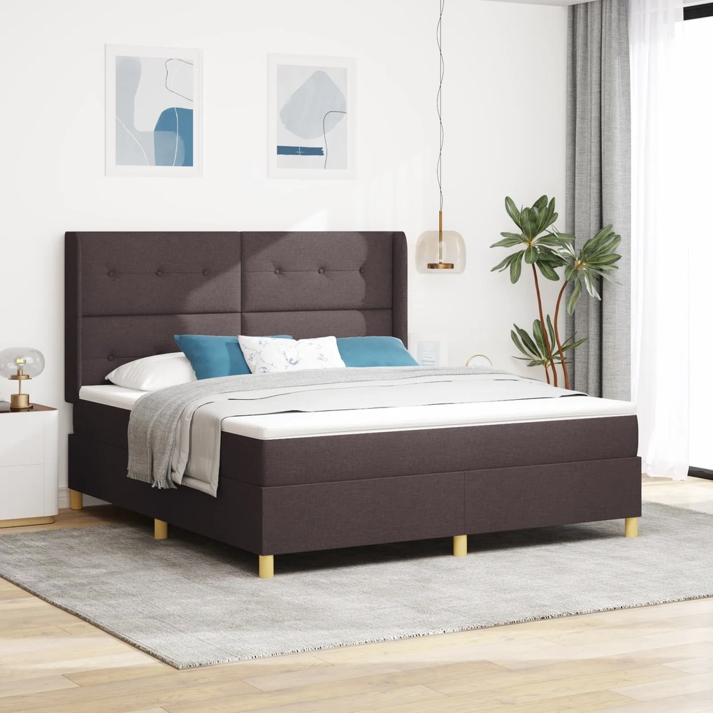 Cama Box com Colchão vidaXL Castanho Escuro 180x200 cm Tecido