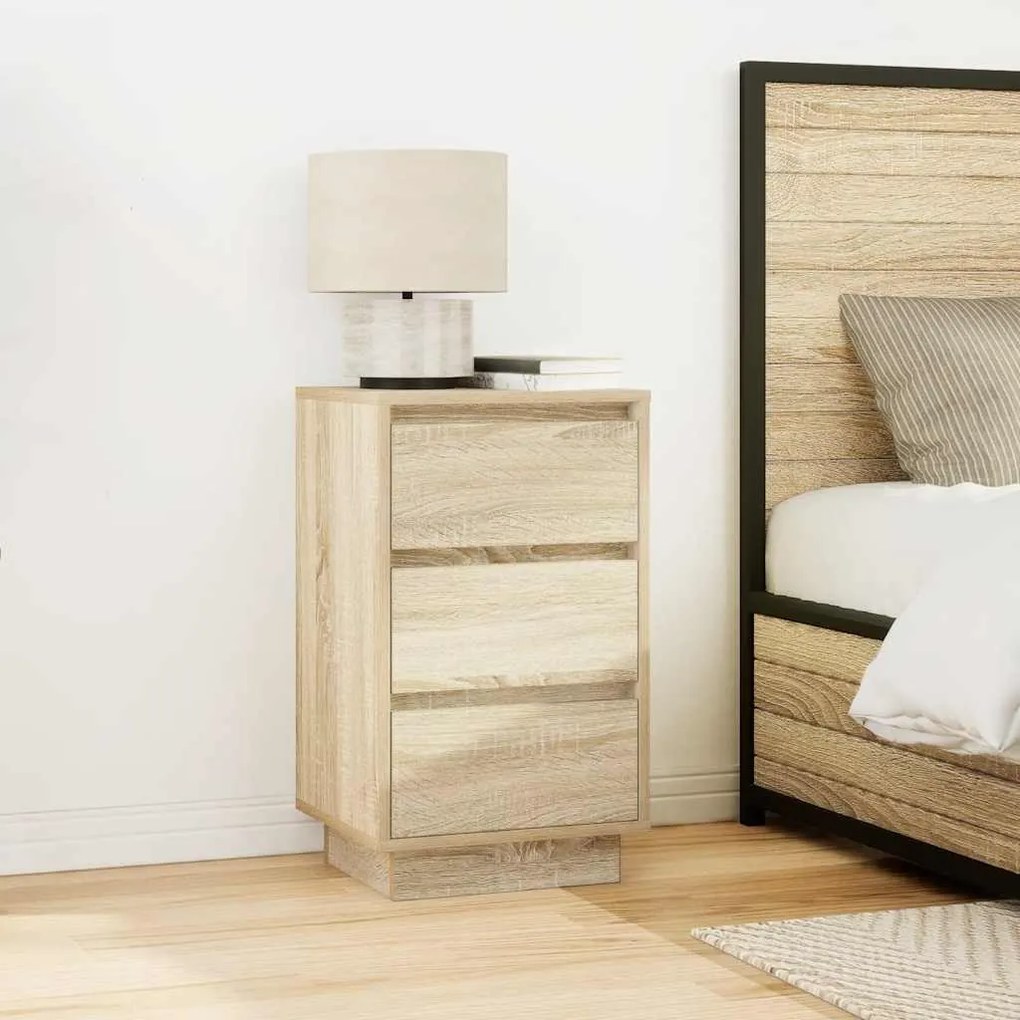 Mesa de cabeceira com luzes LED 38x34x65 cm carvalho sonoma