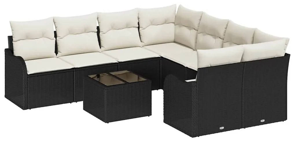 Conjunto de sofá pra jardim com 9 peças e almofadas em rattan sintétic