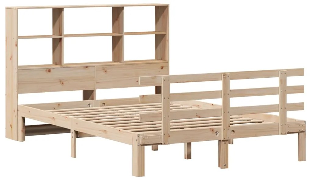 Cama com estante sem colchão 140x190 cm pinho maciço