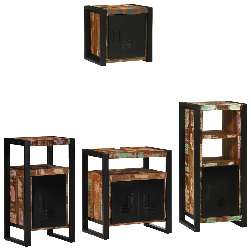 vidaXL Conjunto de Móveis para Banheiro com prateleira com armazenamento com porta 4 pcs