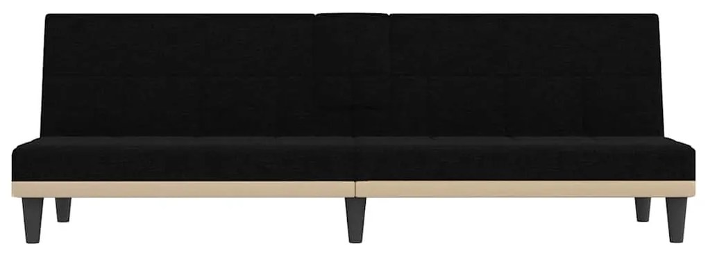 Sofá-cama com suporte para copos tecido preto