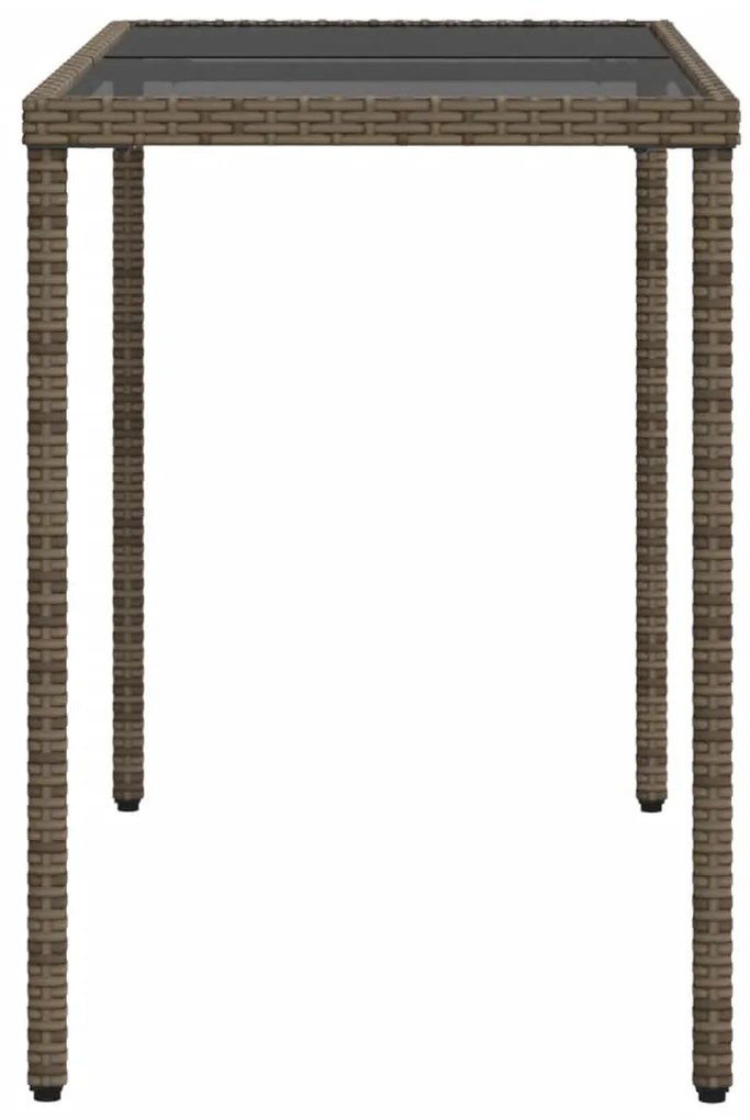 Mesa de jardim com tampo de vidro 115x54x74 cm vime PE cinza