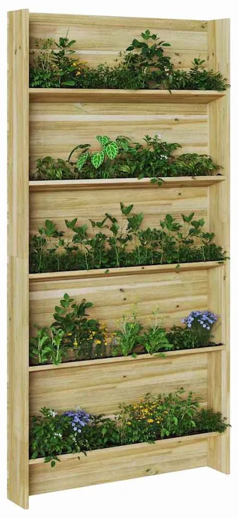 Suporte para plantas de jardim 5 andares 90x15x180 cm em madeira de pi