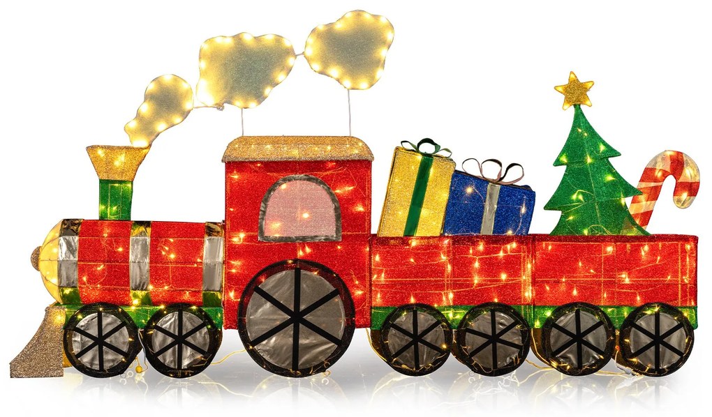 Rena iluminada de 166 cm e Papai Noel em escada com 100 luzes LED XXL