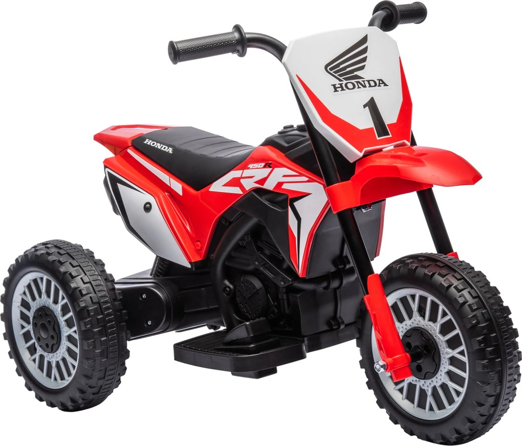 HOMCOM Mota Elétrica com Licença Honda CRF450RL Bateria 6V com Velocidade 3km/h Buzina e Som de Arranque 71x40,5x43,5 cm Vermelho | Aosom Portugal