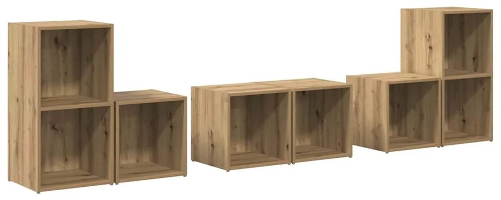 Conjunto de Estantes para TV 6 pcs Carvalho Artesanal