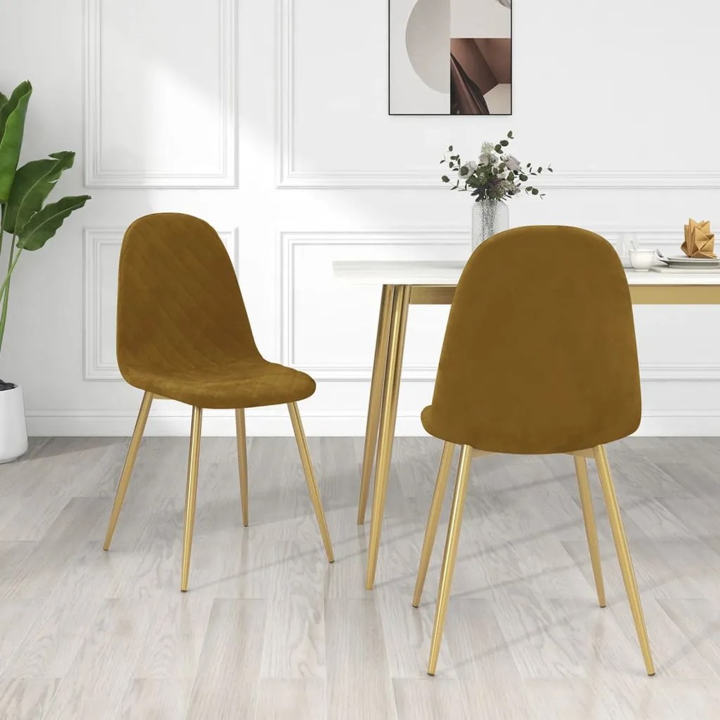 vidaXL Cadeiras de jantar 2 pcs veludo castanho