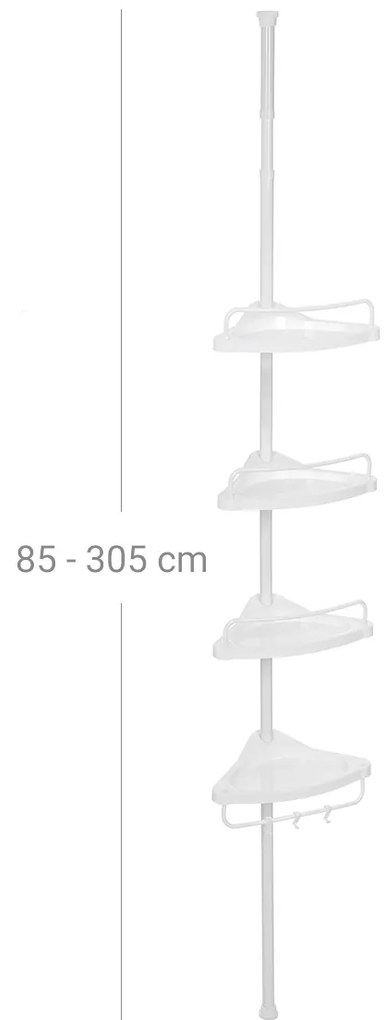 Prateleira de duche com altura regulável 85-305 cm Branco