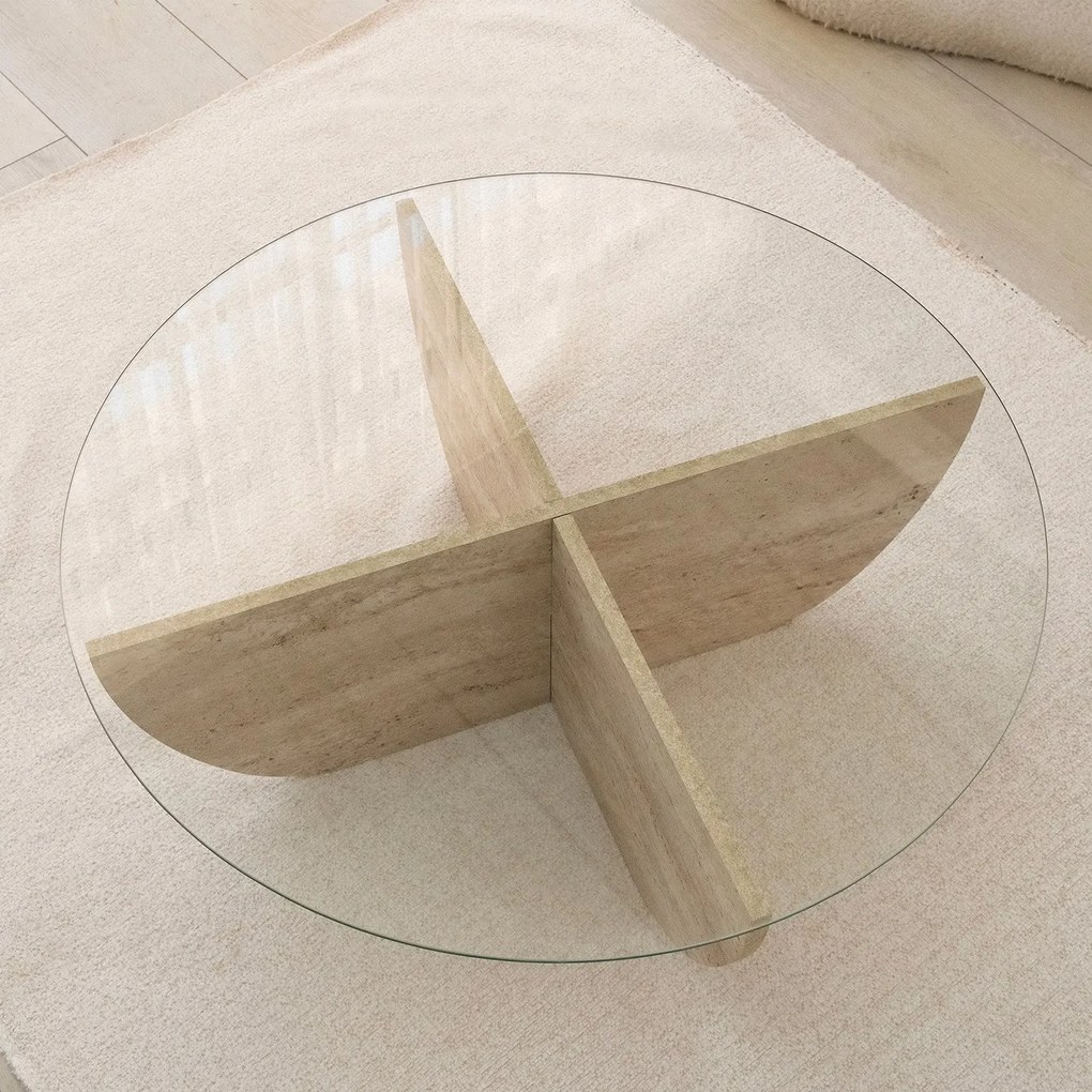 Mesa de Centro Lily – Travertino – Diâmetro 90 cm Altura 30 cm