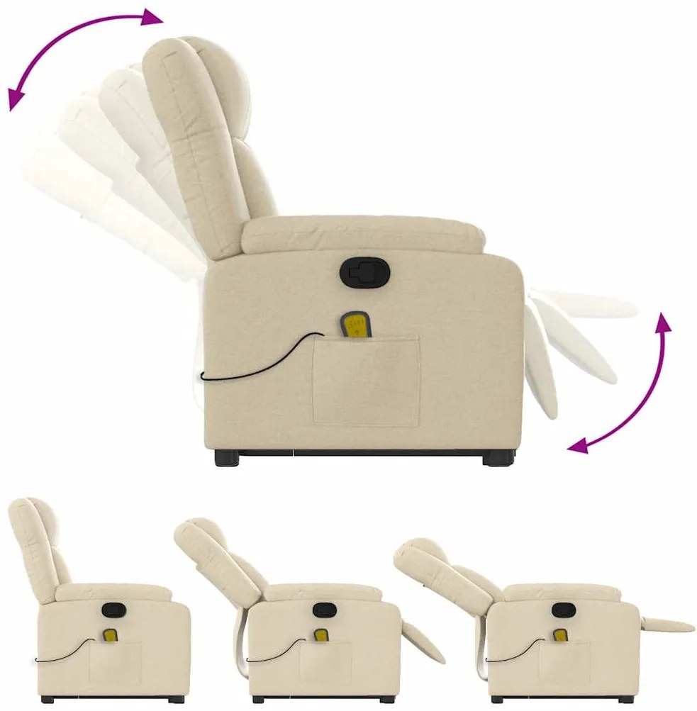 Poltrona elevatória de massagens tecido cor creme
