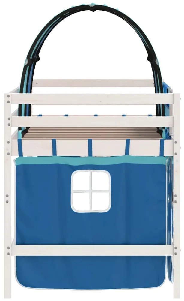 Cama alta p/ criança c/ túnel 90x200 cm pinho maciço azul