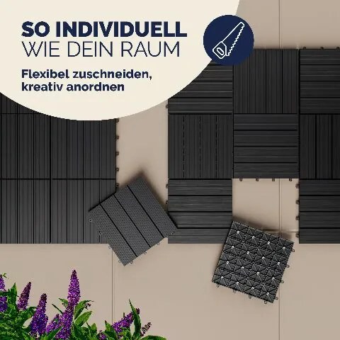 Conjunto 44 unidades Ladrilhos compostos, 30 x 30 cm antracite
