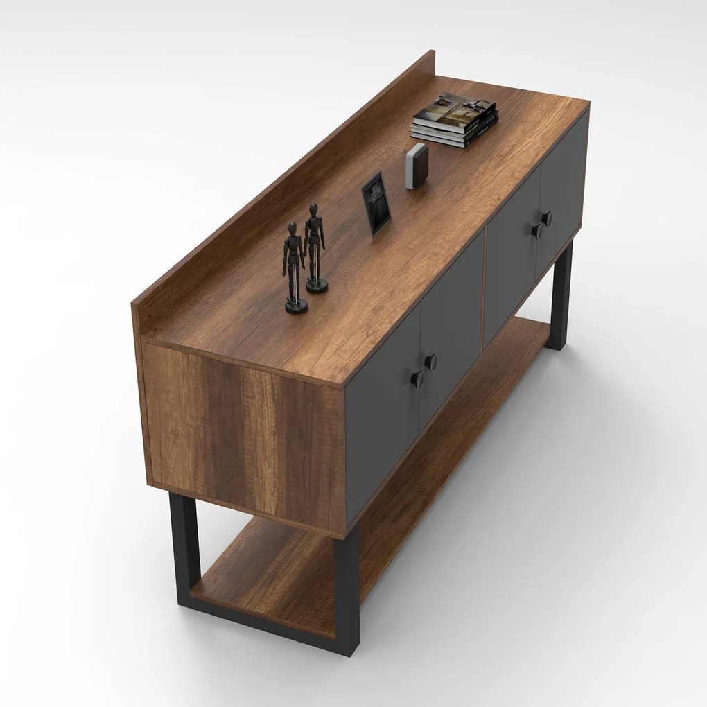 Console MN04 – Walnut/Anthracite – 180x93,2x85 cm