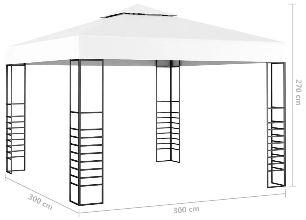 Tenda de jardim com cordões de luzes LED 3x3 m branco